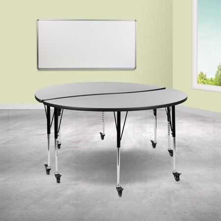 Flash Furniture Round 60 W, 60 L, 30 H, Chrome, Laminate, Particleboard, Steel, Grey XU-GRP-A60-HCIRC-GY-T-A-CAS-GG